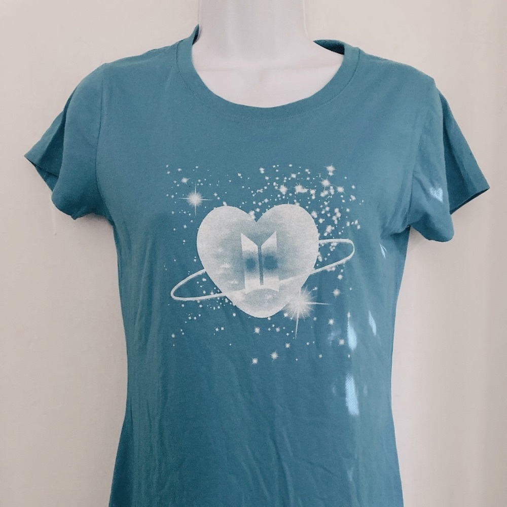 KPop! 방탄소년단 BTS Merch Band T-Shirt Women Medium NWOT Turquoise #kpop